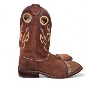 Ariat Men’s 10.5D Western Cowboy Boots BR113 Brown Suede Square Toe Made in USA